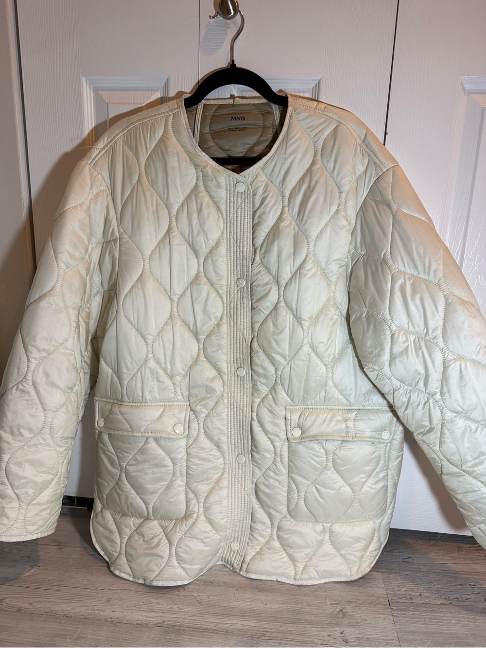 Mango Quilted Cream Puffer Jacket